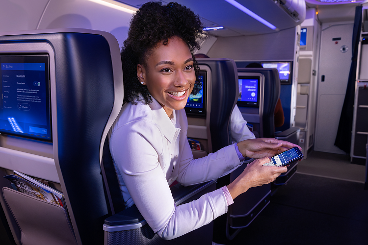 Woman on plane